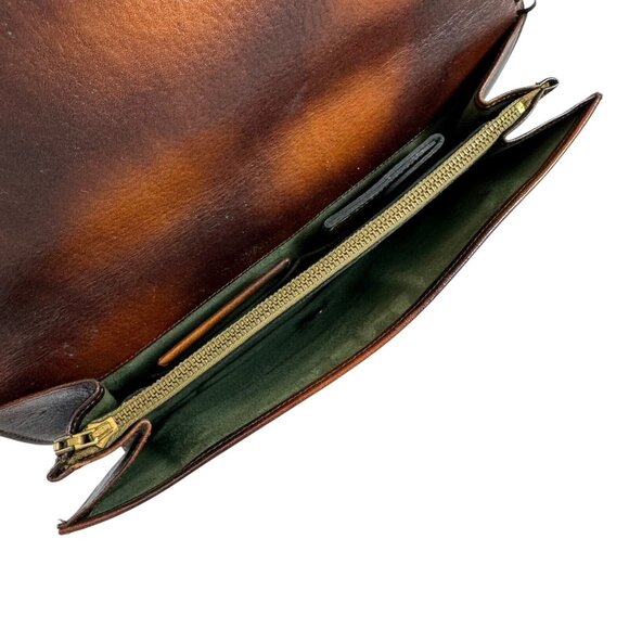 Art Deco Tooled Leather Clutch with Wrist Strap Steerhide Cameo Quality Vintage - Picture 5 of 12